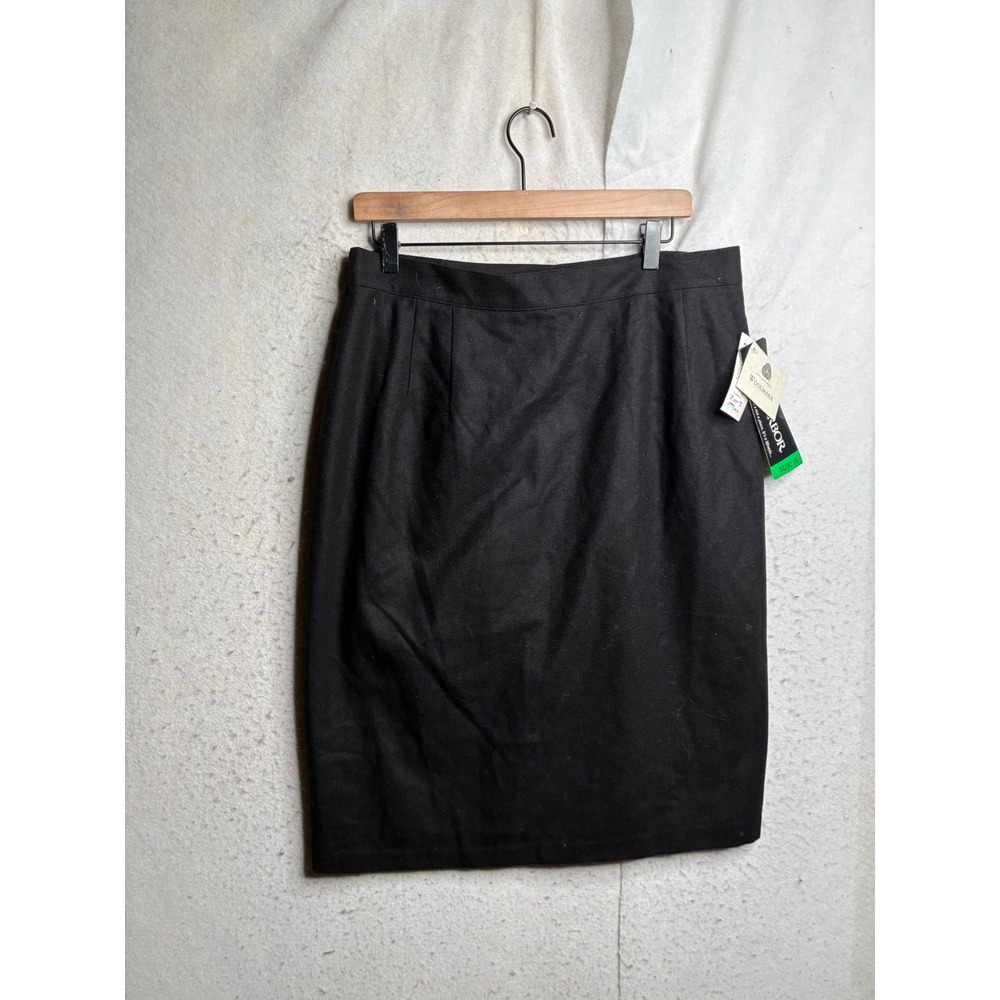 NWT Sag Harbor Vintage Black Pure New Wool Pencil Skirt Size 18 NWT 8501